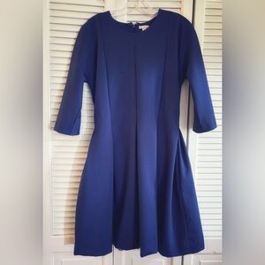 GAP size 12 royal blue PONTE box pleated dress 3/4 sleeve EUC